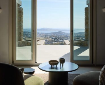 Reading corner with sea view at Villa Alabaster, Kounoupas, Mykonos