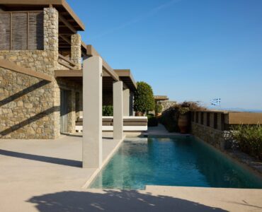 Pool and sun terrace at Villa Ammolite, Kounoupas, Mykonos