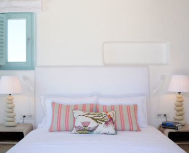 Rental villa bedroom view of bed