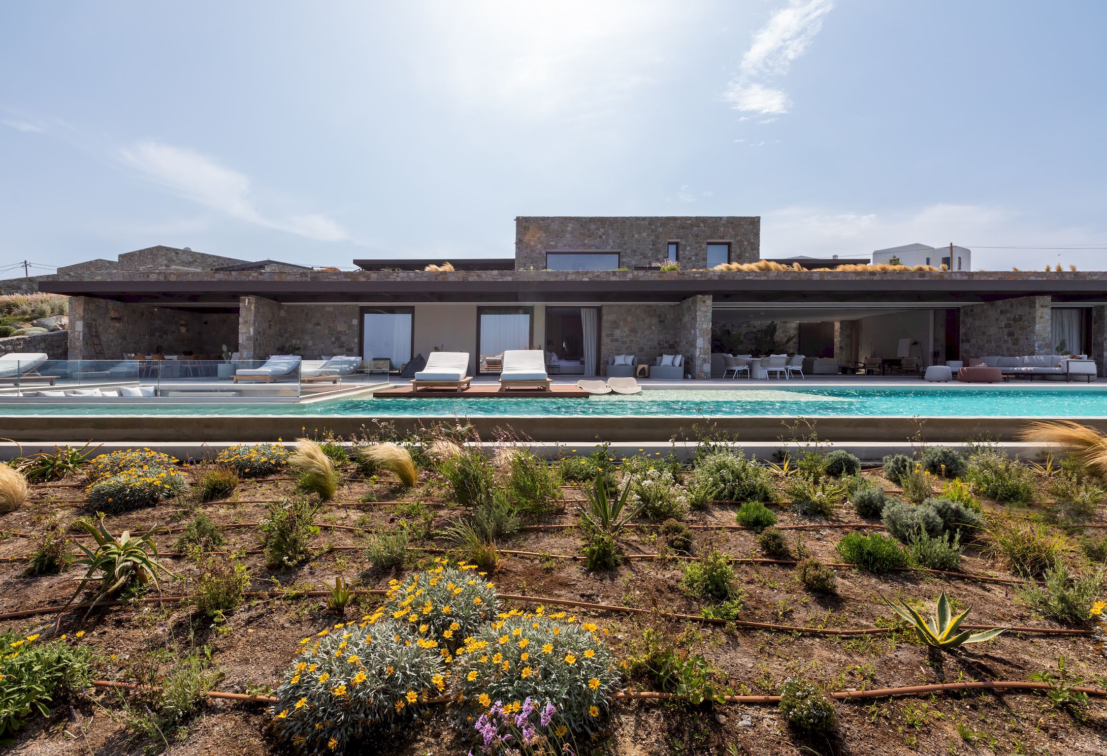 Villa surrounded by native Mediterranean planting at Aether Private Retreat - Ground Floor, Aleomandra, Mykonos