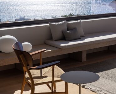 Terrace seating with sea view at Aether Private Retreat - Upper Floor, Aleomandra, Mykonos