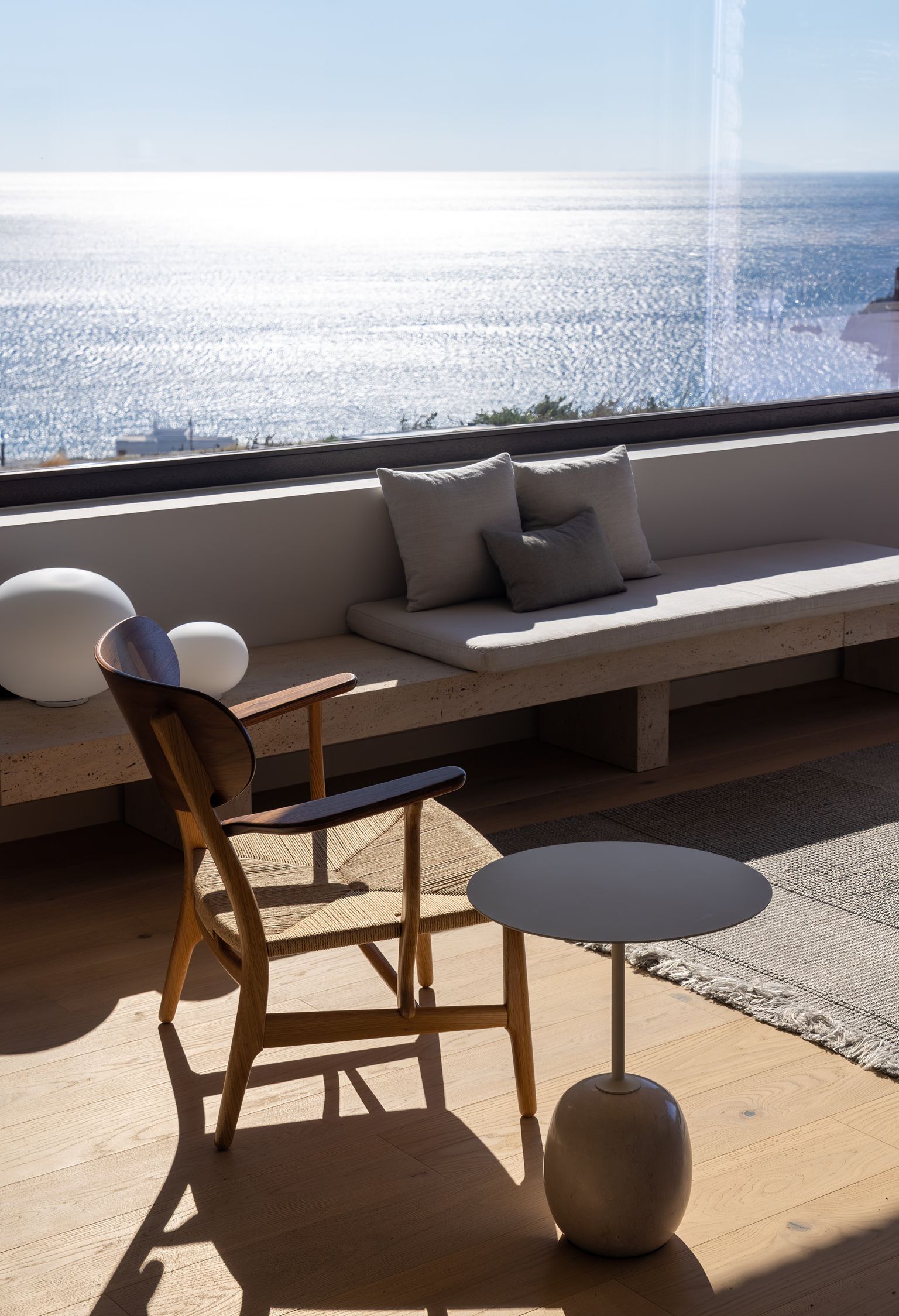 Terrace seating with sea view at Aether Private Retreat - Upper Floor, Aleomandra, Mykonos