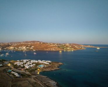 Aerial view of the Mykonos coastline near Aleomandra at Aether Private Retreat - Upper Floor, Aleomandra, Mykonos