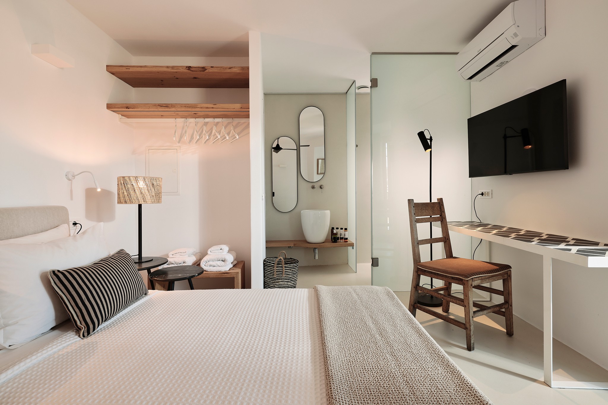 Independent guest room on the lower level at Bali Sea Front Villa in Ftelia, Mykonos