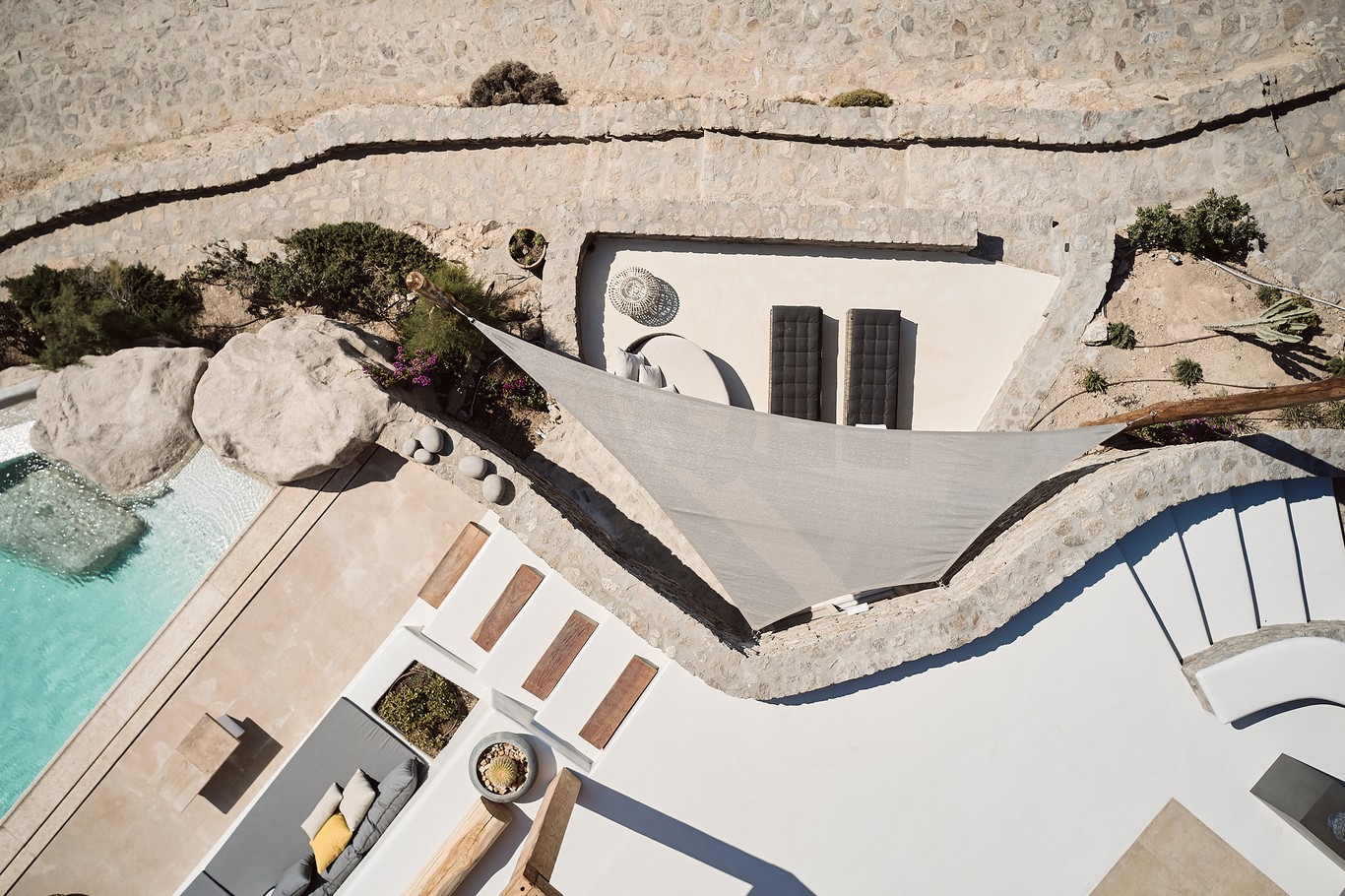 Independent guest room on the lower level at Bali Sea Front Villa in Ftelia, Mykonos