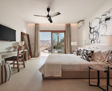 Independent guest room on the upper level at Bali Sea Front Villa in Ftelia, Mykonos