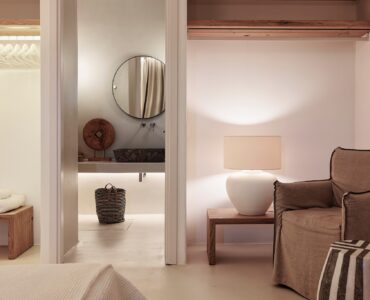Independent guest room on the upper level at Bali Sea Front Villa in Ftelia, Mykonos