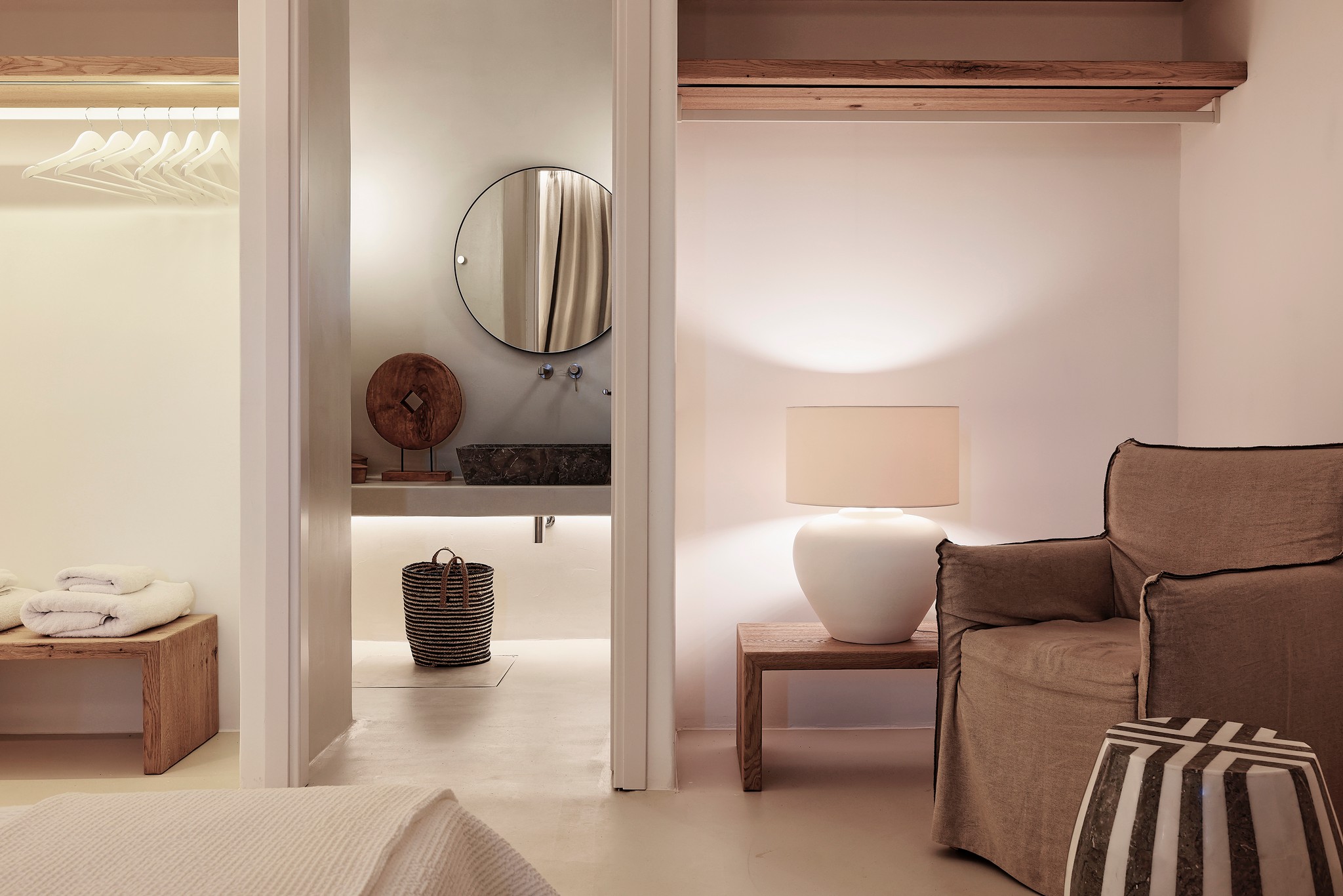 Independent guest room on the upper level at Bali Sea Front Villa in Ftelia, Mykonos