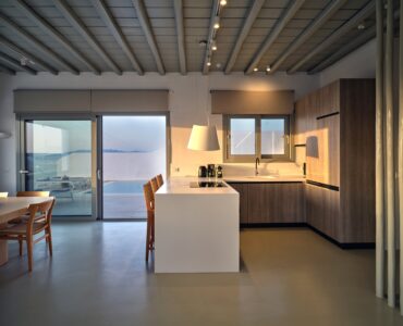 J-View Villa, Agios Lazaros, Mykonos – open kitchen with island