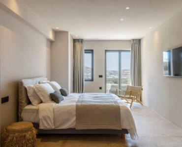 Master bedroom at Muse Mansion in Agios Lazaros, Mykonos
