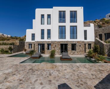 Villa facade at Muse Mansion in Agios Lazaros, Mykonos