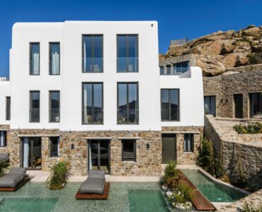 Three-level villa and garden at Muse Mansion in Agios Lazaros, Mykonos