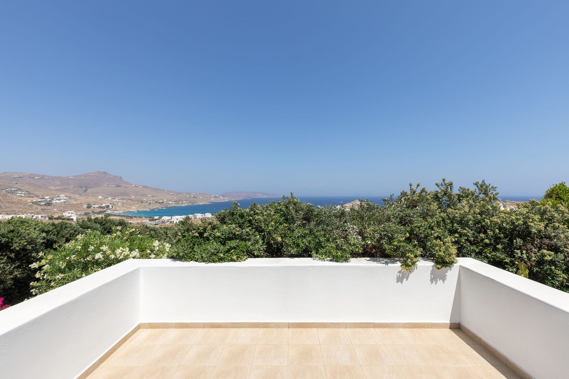 Terrace with sea view at Platinum Deluxe Villa in Kalafatis, Mykonos