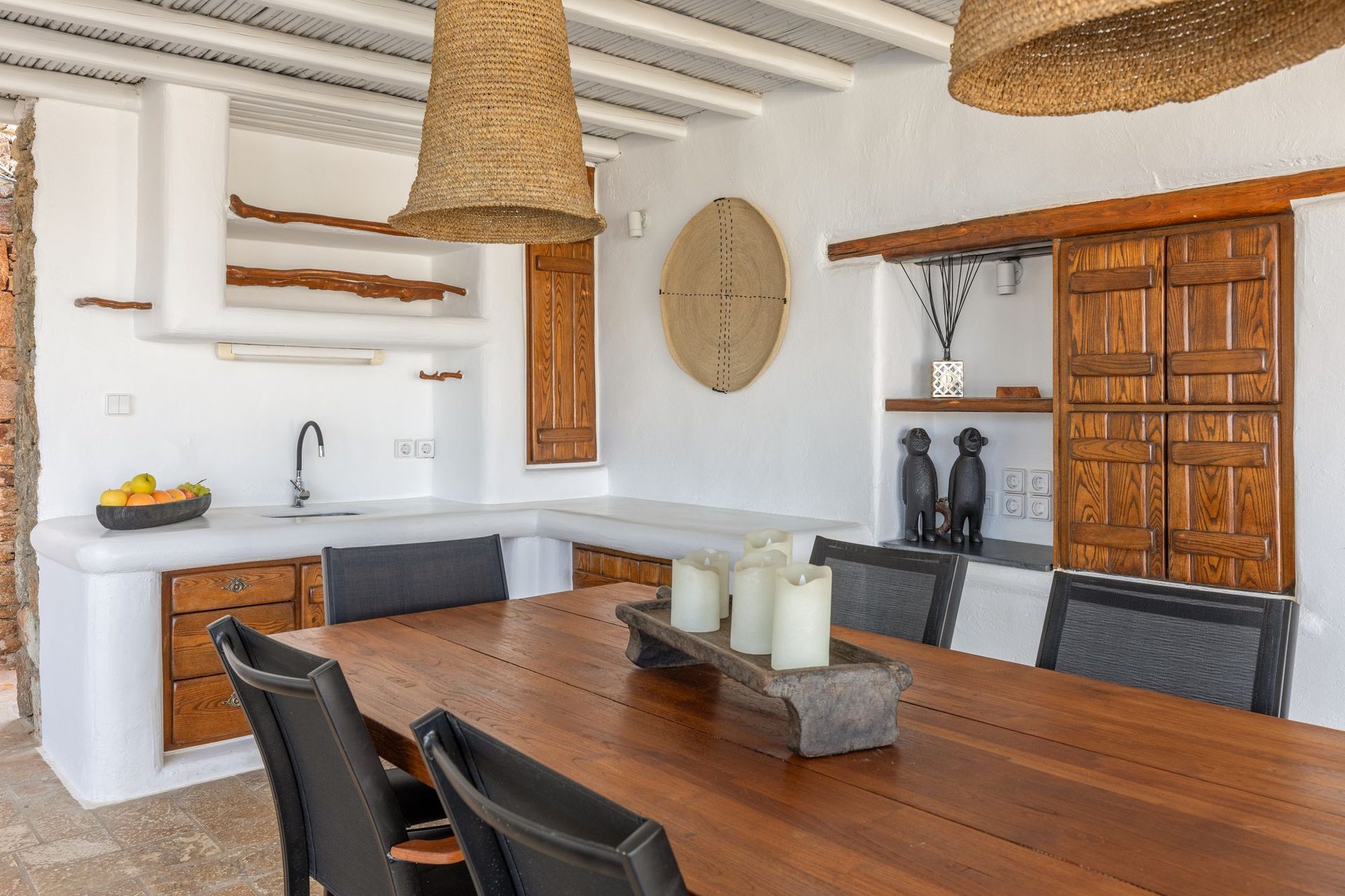 Dining table at Platinum Deluxe Villa in Kalafatis, Mykonos