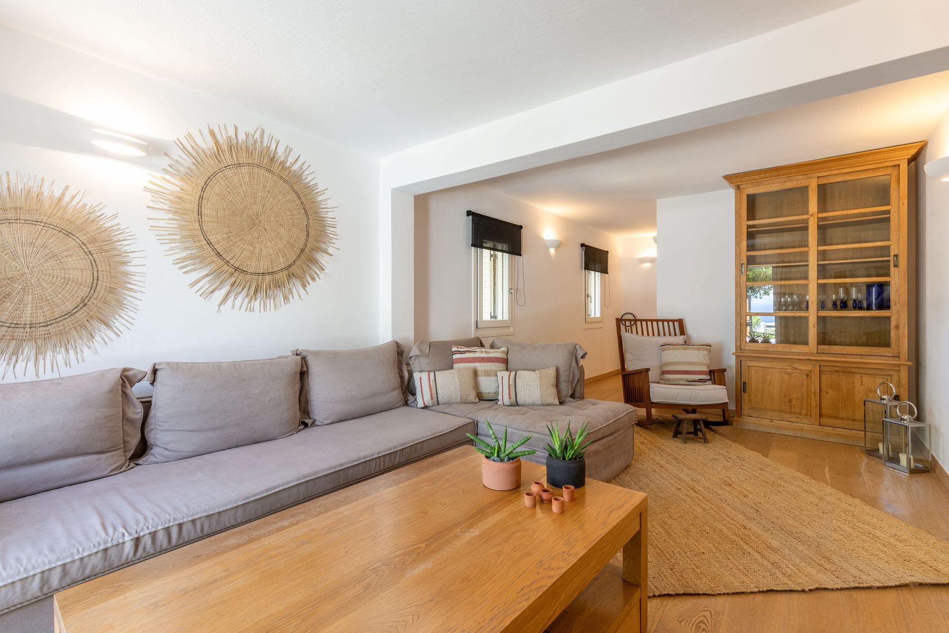 Lounge with sofas at Platinum Deluxe Villa in Kalafatis, Mykonos