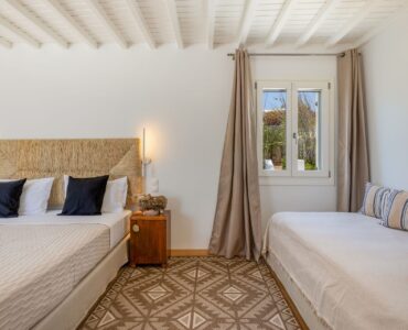 Double bedroom at Platinum Deluxe Villa in Kalafatis, Mykonos