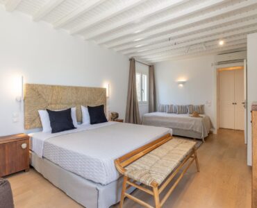 Double bedroom at Platinum Deluxe Villa in Kalafatis, Mykonos