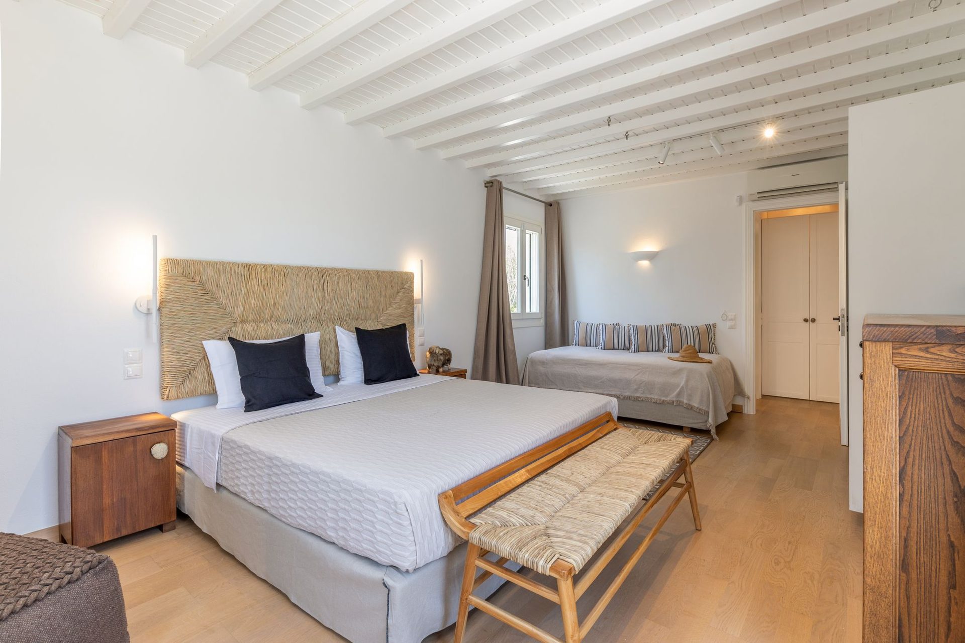 Double bedroom at Platinum Deluxe Villa in Kalafatis, Mykonos