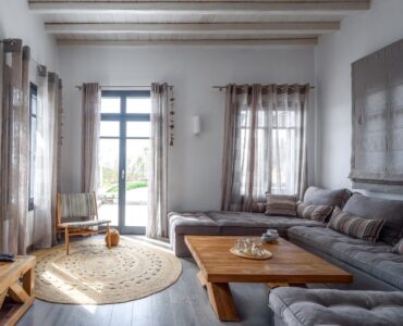 Living room at Platinum Senior Villa in Kalafatis, Mykonos