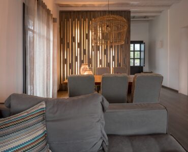 Living area at Platinum Senior Villa in Kalafatis, Mykonos