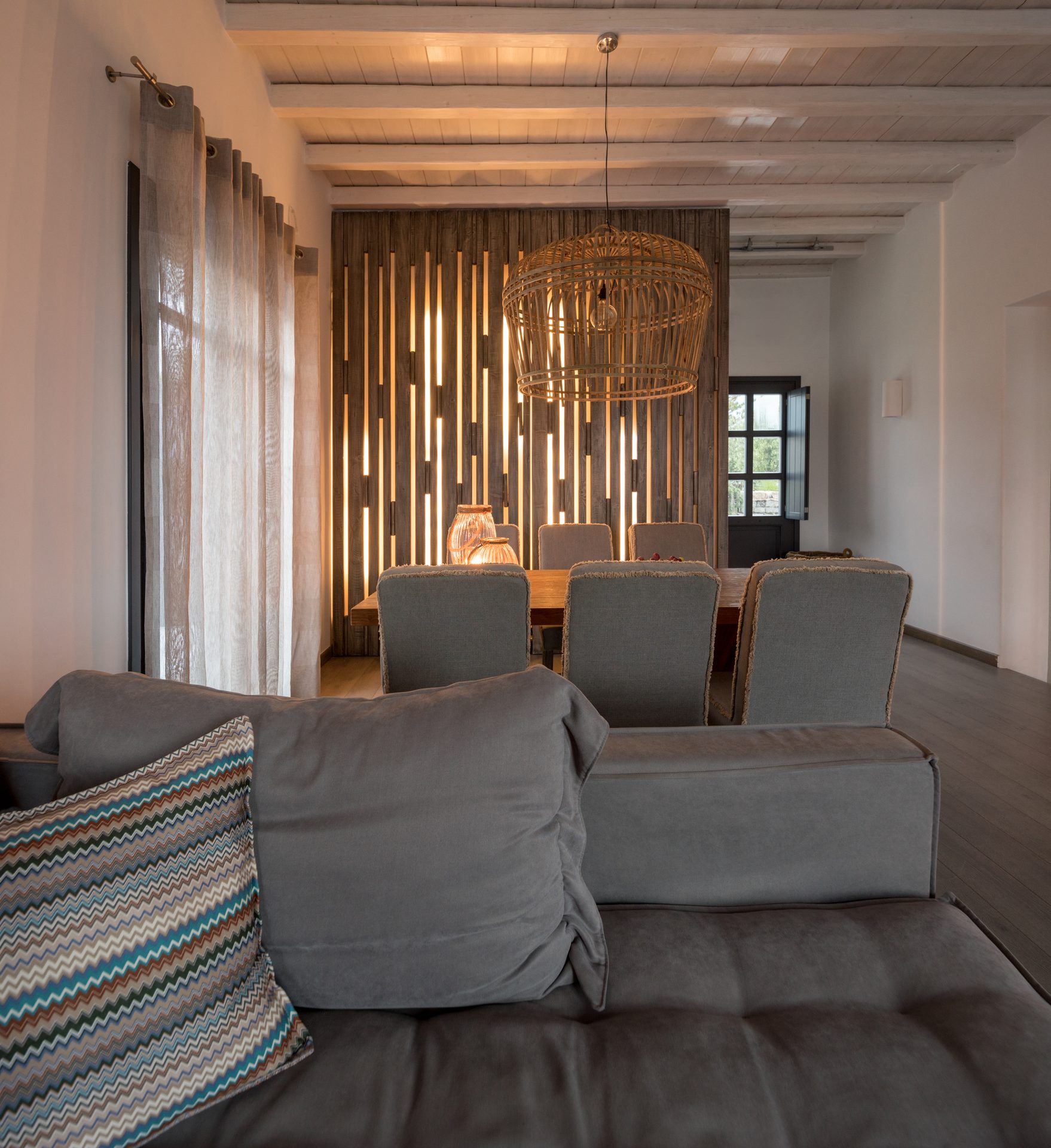 Living area at Platinum Senior Villa in Kalafatis, Mykonos