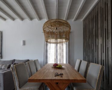 Dining area at Platinum Senior Villa in Kalafatis, Mykonos