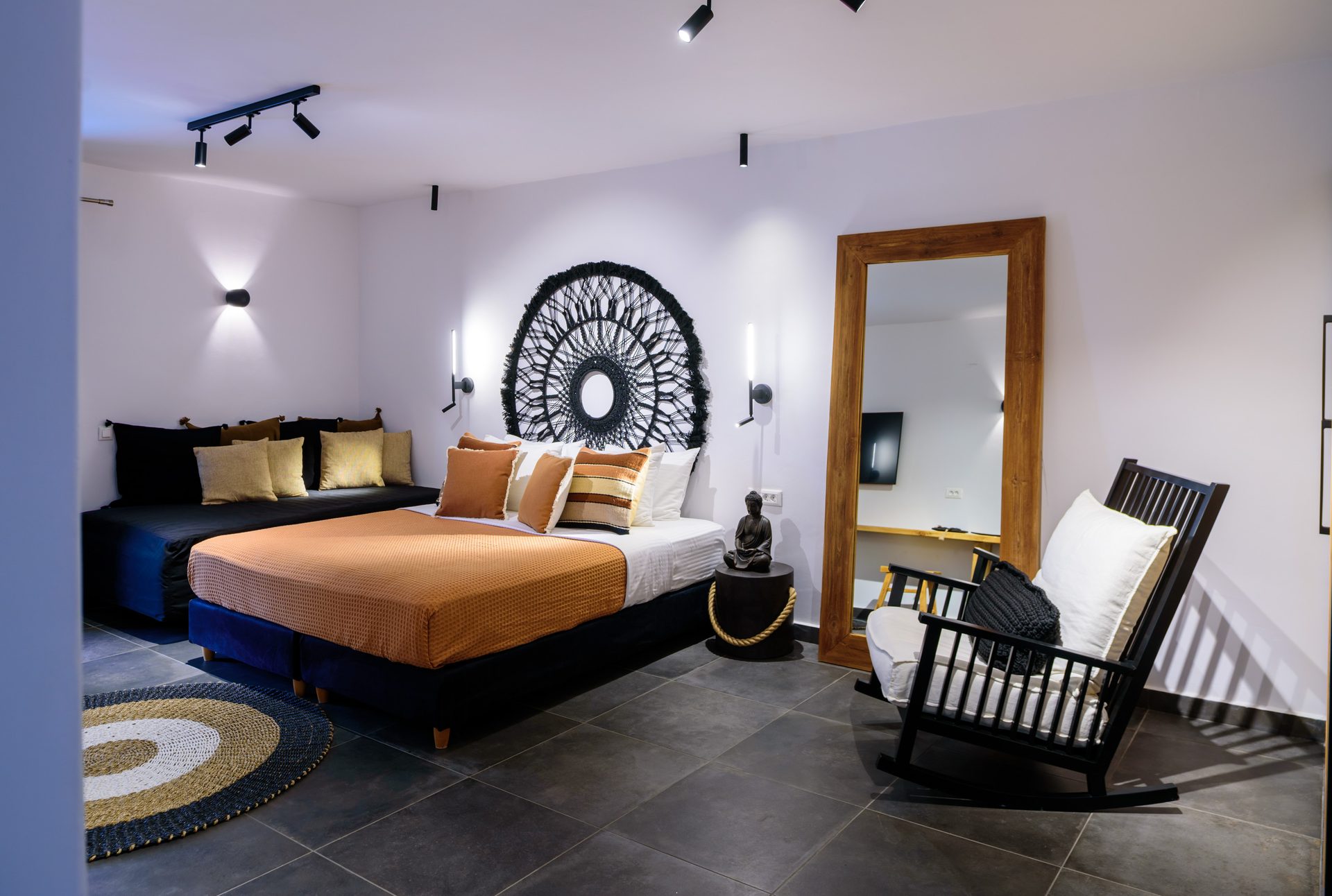 Double bedroom at Platinum Senior Villa in Kalafatis, Mykonos