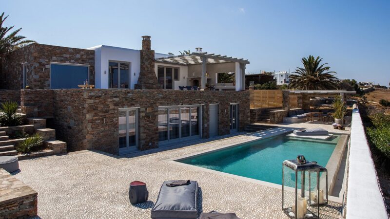 Private pool and stone-built villa at Platinum Superior Villa in Kalafatis, Mykonos