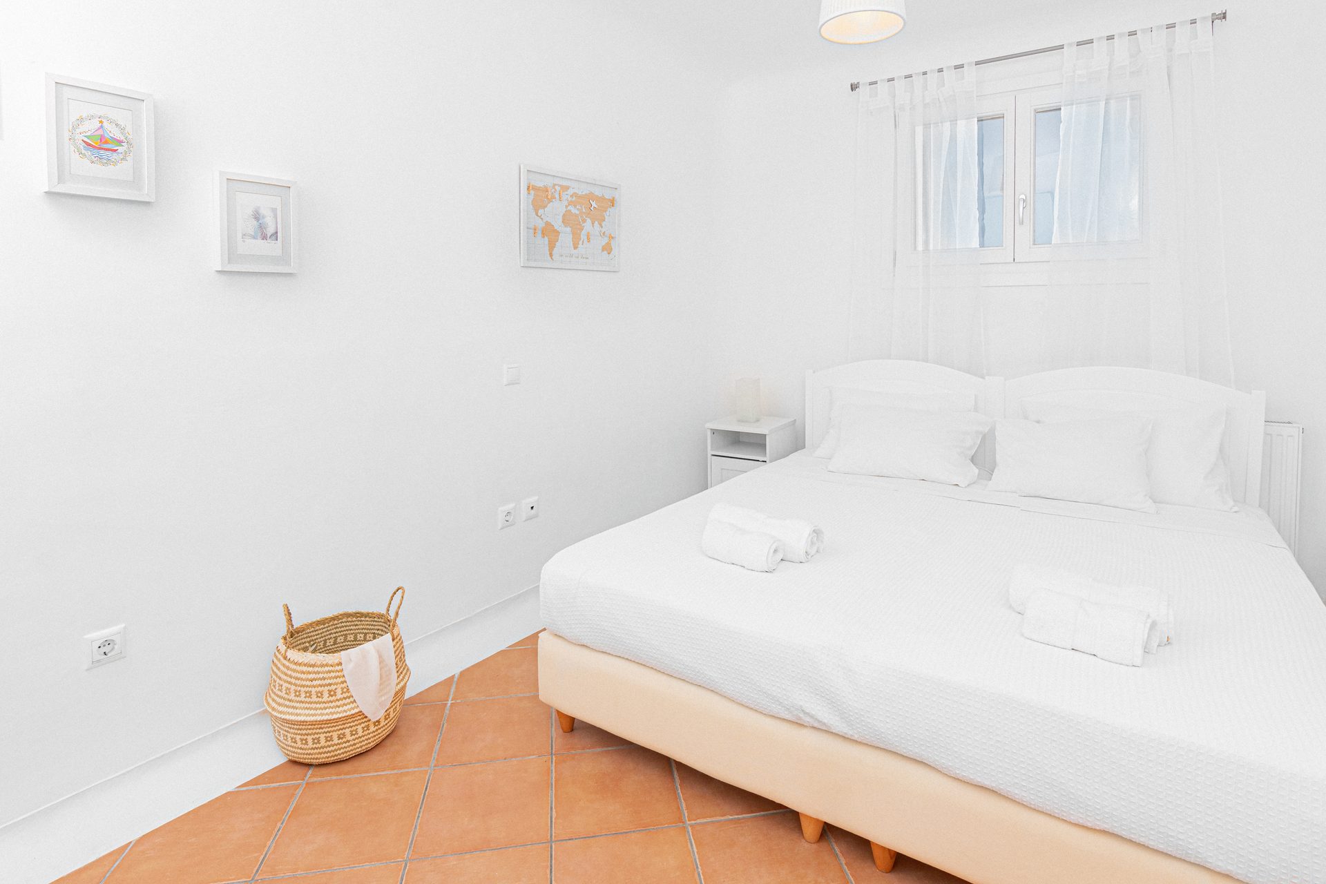 Bedroom with double bed at Tranquil Villa 5 in Kalafatis, Mykonos
