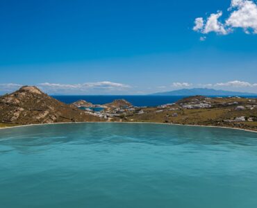 Pool overlooking the Aegean Sea at Tranquil Villa 5 in Kalafatis, Mykonos