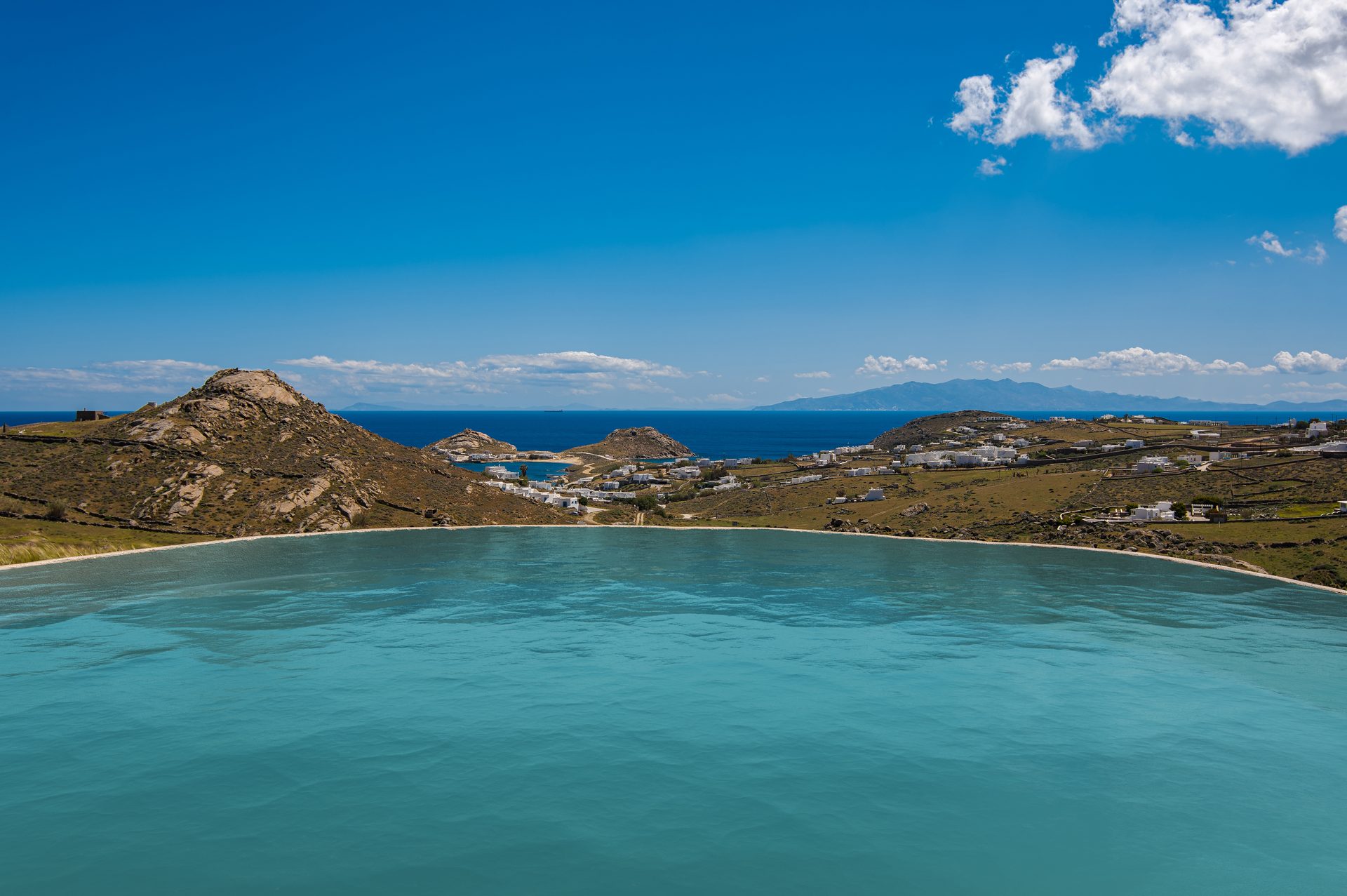 Pool overlooking the Aegean Sea at Tranquil Villa 5 in Kalafatis, Mykonos