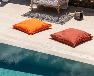 Poolside day bed at Villa Aloni in Ftelia, Mykonos