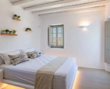 Double bedroom at Villa Aloni in Ftelia, Mykonos
