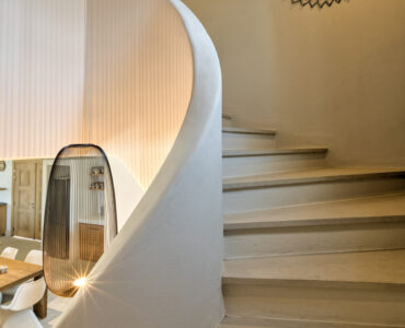Curved staircase at Villa Arion in Aleomandra, Mykonos