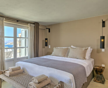 Guest room bedroom at Villa Arion in Aleomandra, Mykonos