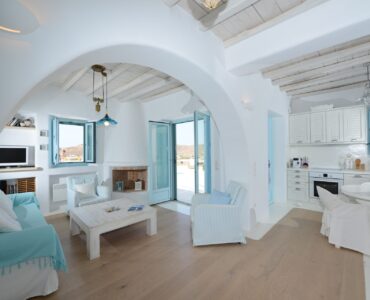 Open-plan living area at Villa Danelina in Agios Lazaros, Mykonos