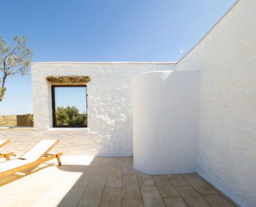 Upper terrace at Villa Gaia in Psarou, Mykonos