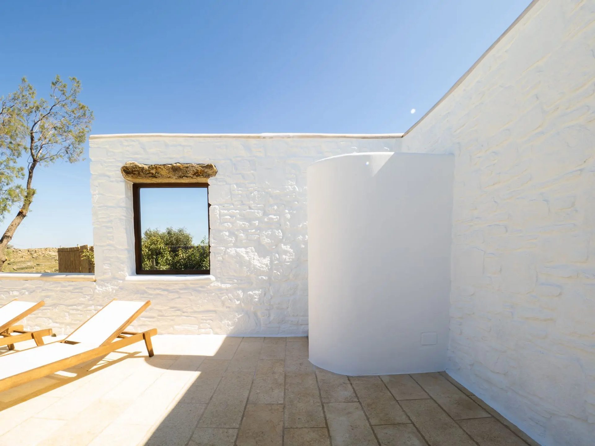 Upper terrace at Villa Gaia in Psarou, Mykonos