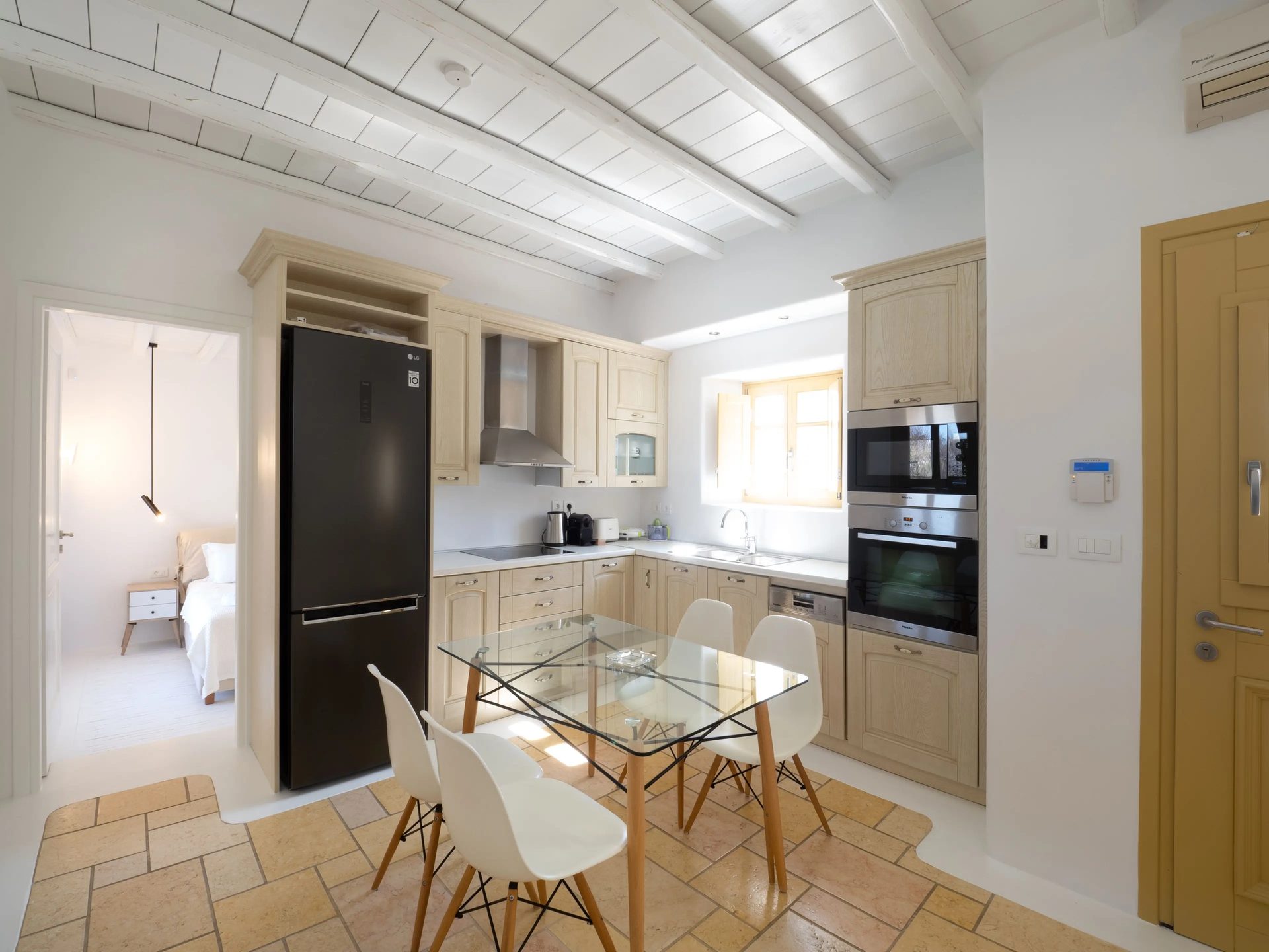Fully equipped kitchen at Villa Gaia in Psarou, Mykonos
