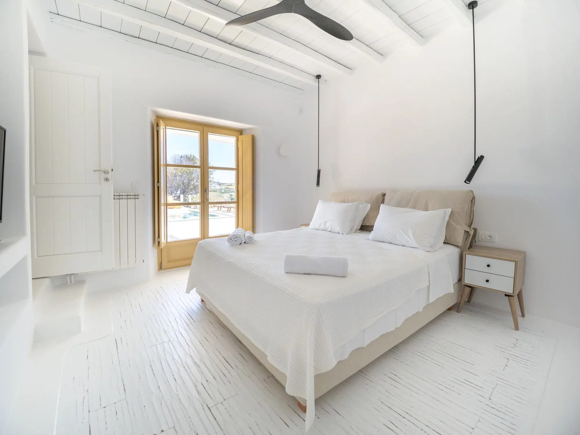 Double bedroom at Villa Gaia in Psarou, Mykonos