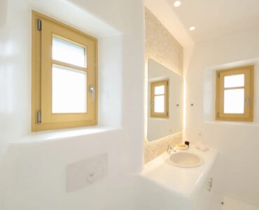 Shower room at Villa Gaia in Psarou, Mykonos