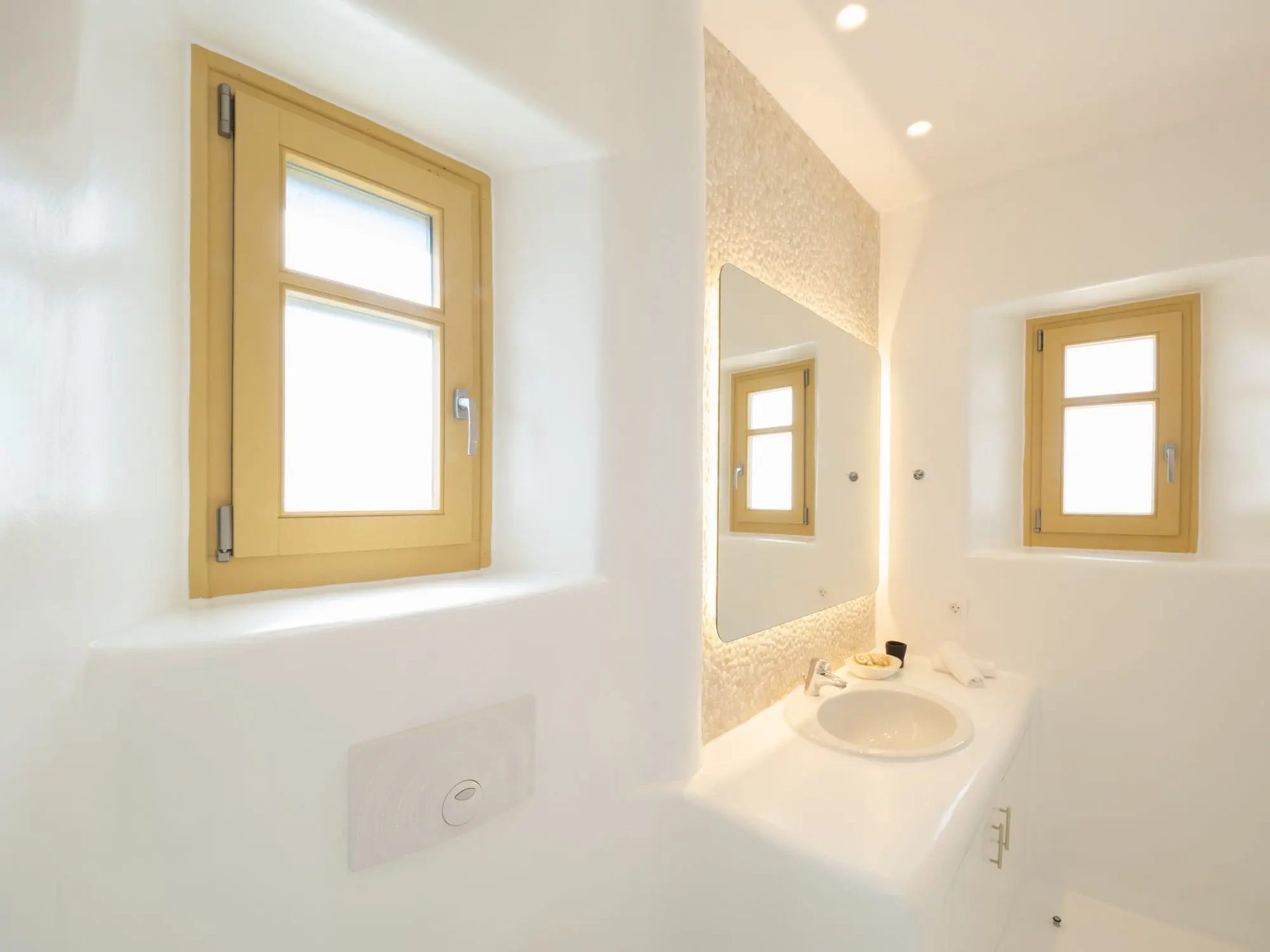 Shower room at Villa Gaia in Psarou, Mykonos