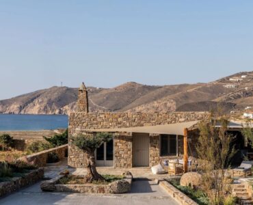 Stone villa with views of the sea and hills at Villa Kele in Ftelia, Mykonos
