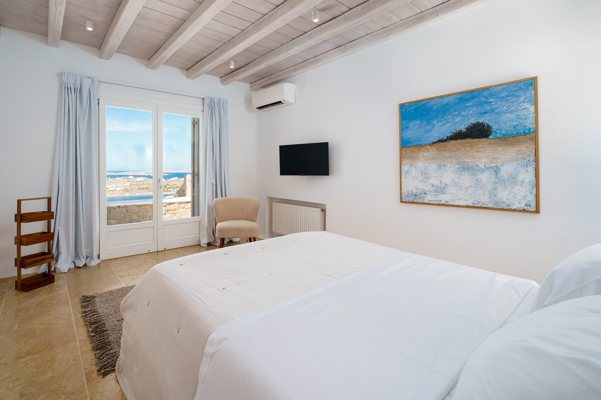 Double bedroom at Villa Kymothea in Agios Lazaros, Mykonos