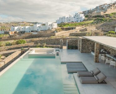 Pool from above at Villa Mare Blu in Kanalia, Mykonos