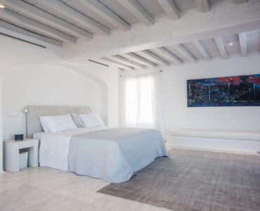 Double bedroom at Villa Nafsithoi in Agios Lazaros, Mykonos