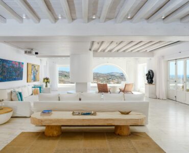 Living room at Villa Nafsithoi in Agios Lazaros, Mykonos