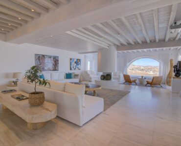 Living room at Villa Nafsithoi in Agios Lazaros, Mykonos