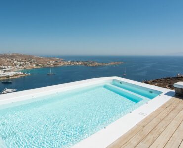 Pool with sea view at Villa Nafsithoi in Agios Lazaros, Mykonos