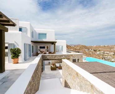 Terrace with sea view at Villa Nafsithoi in Agios Lazaros, Mykonos